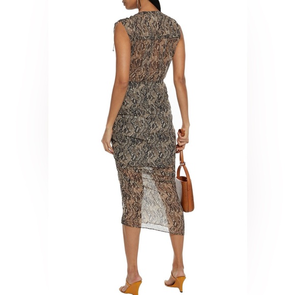 Veronica beard Teagan Ruched Snake-Print Silk-Chiffon Midi
Dress - Picture 2 of 6